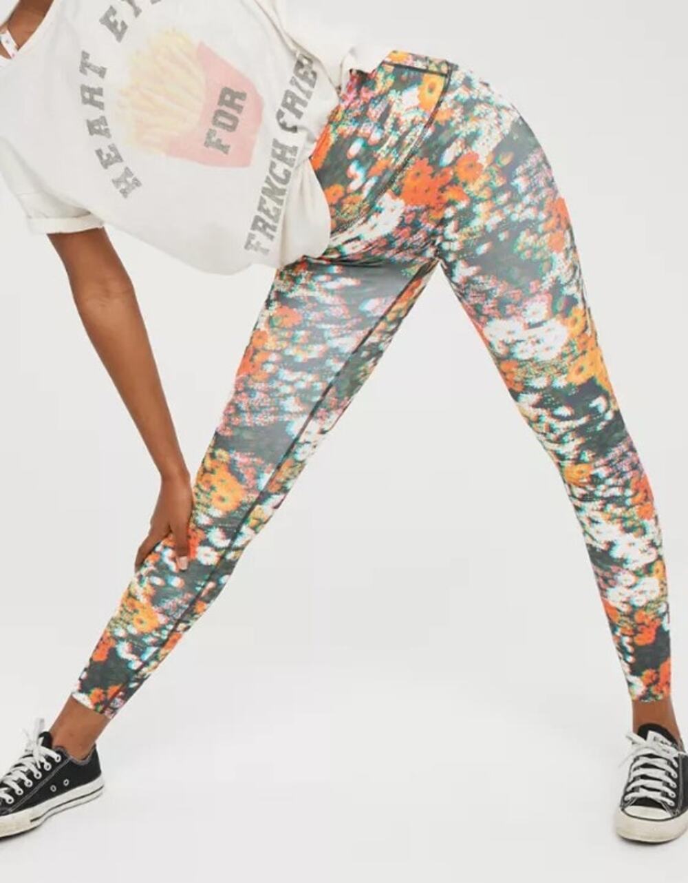 [Aerie] Offline Pixelated Floral Print Shadow 3D High Rise Leggings Size Large L